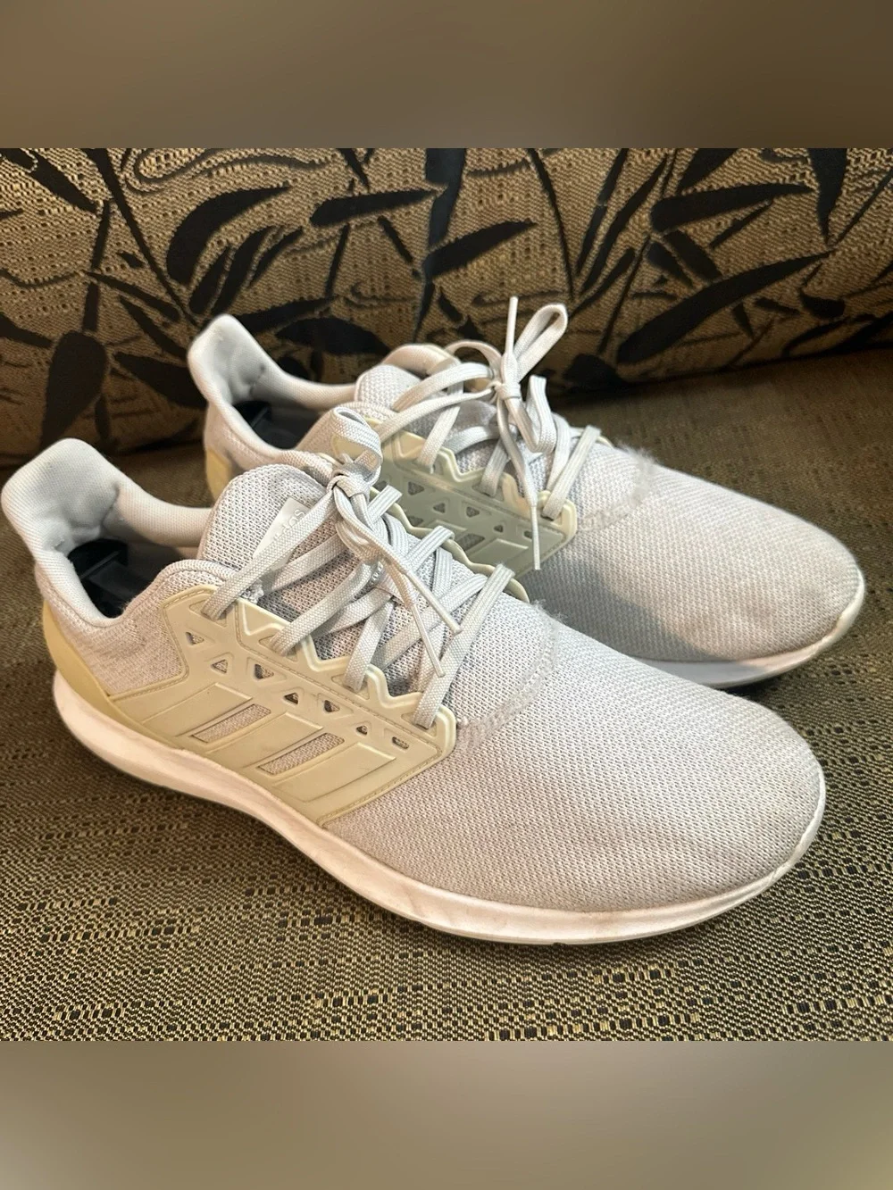 Adidas Men's Light Beige Knit Athletic Sneakers